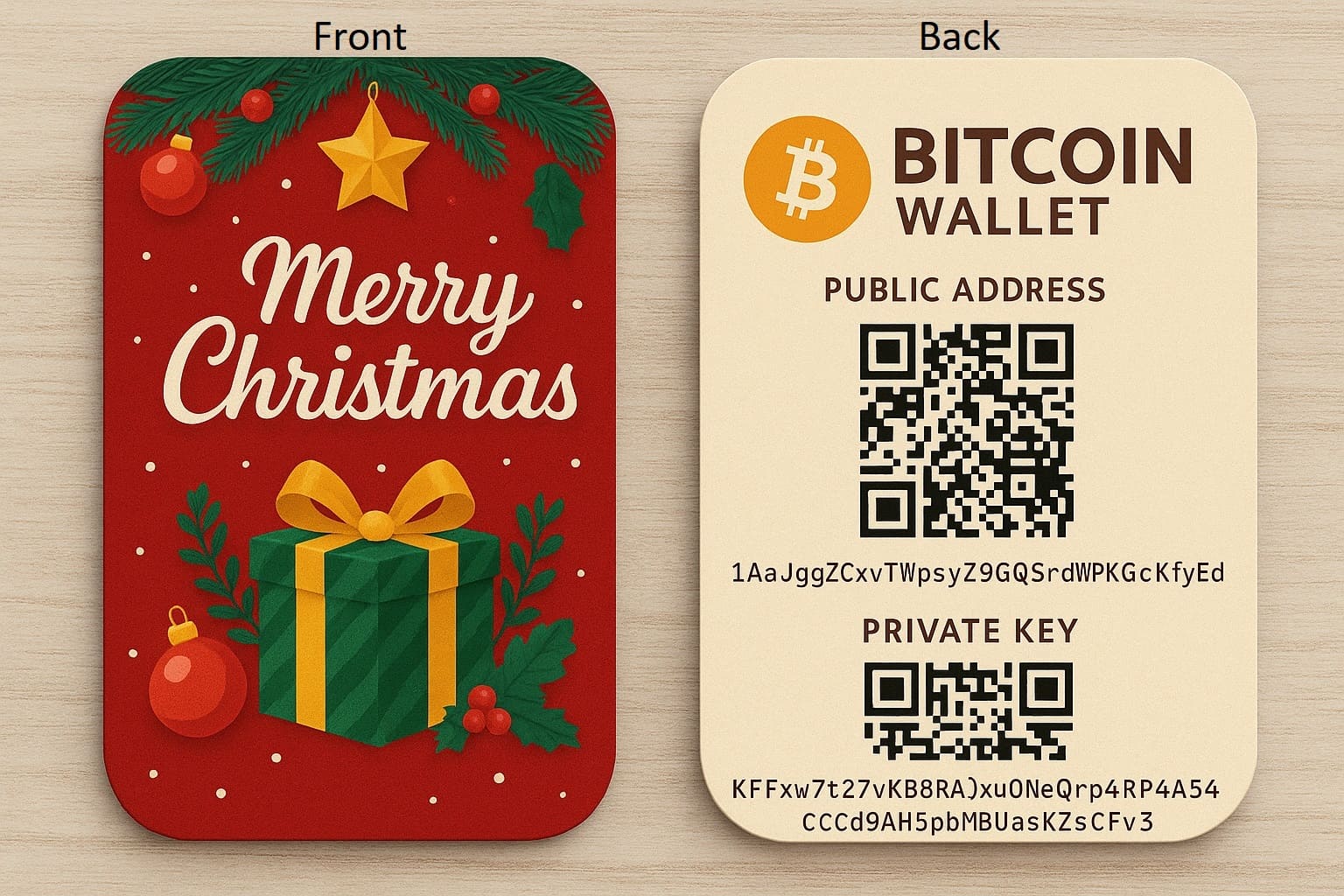 bitcoin wallet card - wallet keys printed on card